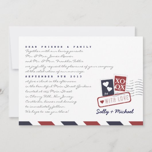 Lettre d'amour d'Airmail Invitation de note person (Devant)