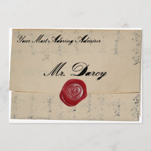 Lettre d'amour M. Darcy Regency Invitation