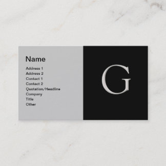 Lettre d'argent élevée "G" Carte de visite
