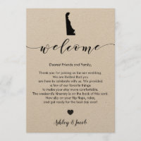 Lettre de bienvenue du Mariage Delaware et carte d