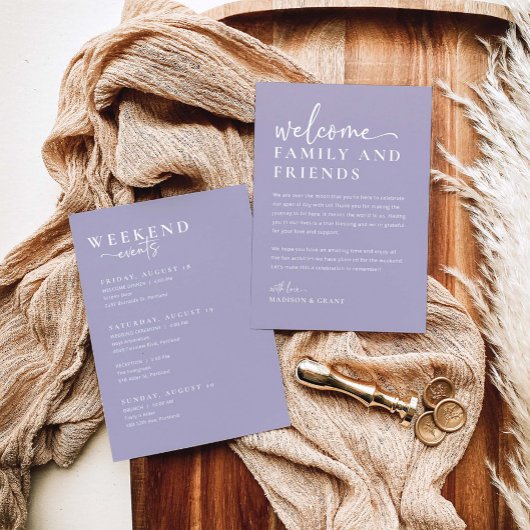 Lettre de bienvenue du mariage et carte de chronol