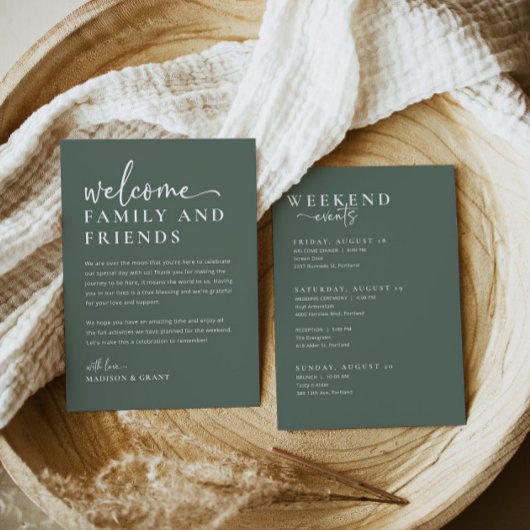 Lettre de bienvenue du mariage et carte de chronol