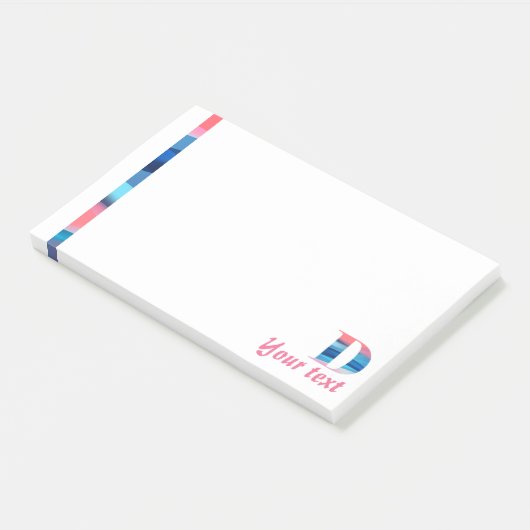 Lettre de corail bleu monogramme D notes post-it (Incliné)