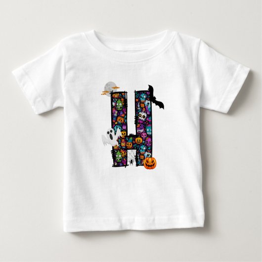 Lettre de monstres Halloween H T-shirt bébé (Devant)