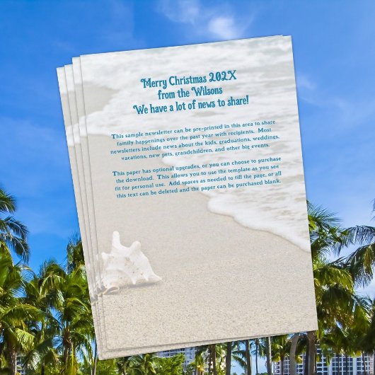 Lettre de Noël annuelle Cartes à thème côtières