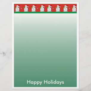 Lettre de Noël Papier - Bordure de Snowman