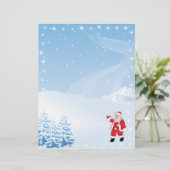 Lettre de Noël Papier - Père Noël Waving (Debout devant)