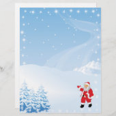 Lettre de Noël Papier - Père Noël Waving (Devant / Derrière)