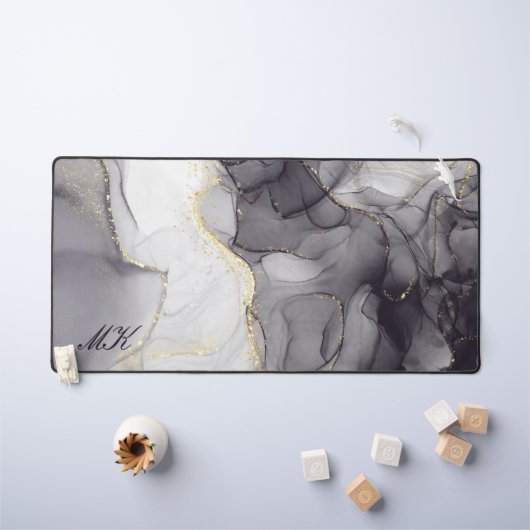Lettre de nom personnalisée Agate Grey and Black M (Tableau pour enfants)