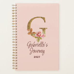Lettre de nom personnalisée G Roses roses blush en