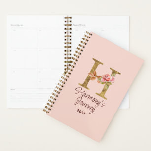 Lettre de nom personnalisée H Roses roses blush fe
