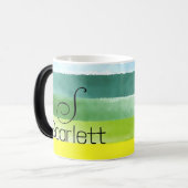 Lettre de nom vert géométrique tasse de café (Devant gauche)