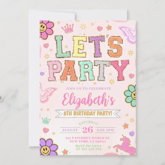 Lettre de patchs Invitation, Invitation d'annivers (Devant)