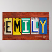 Lettre de plaque de licence EMILY Nom affiche pers (Devant)
