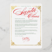 Lettre de remerciement de Père Noël Invitation en  (Recto)