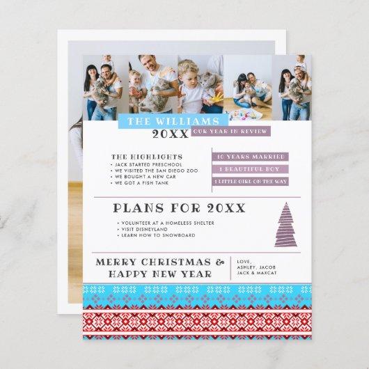 Lettre de révision de l'année | Flyer de Noël fami (Devant / Derrière)