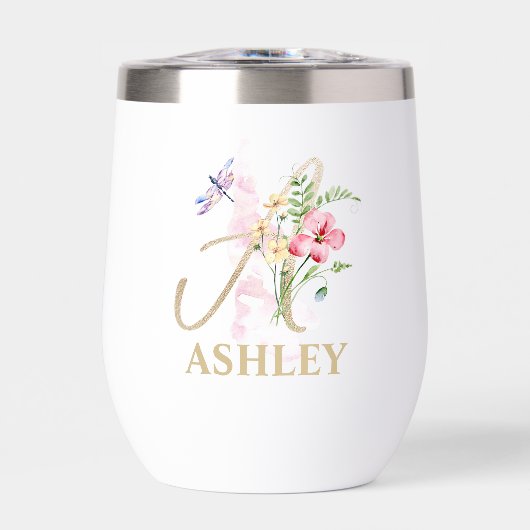 Lettre de script d'or A Monogramme Nom personnalis (Avant)