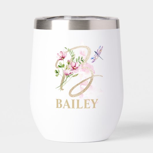 Lettre de script or B Monogramme Nom personnalisé (Arrière)