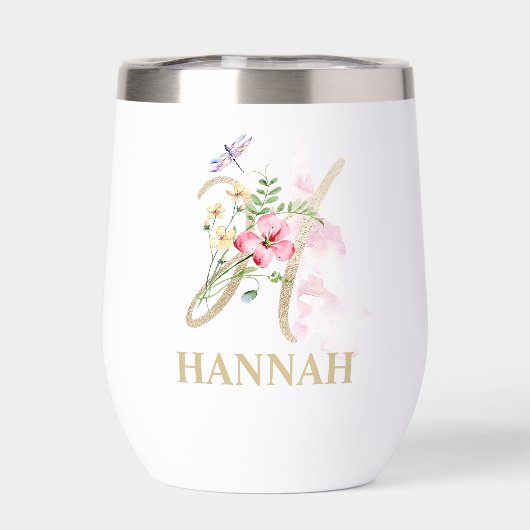 Lettre de script or H Monogramme Nom personnalisé (Arrière)