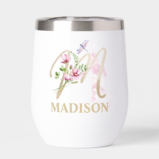 Lettre de script or M Monogramme Nom personnalisé (Arrière)