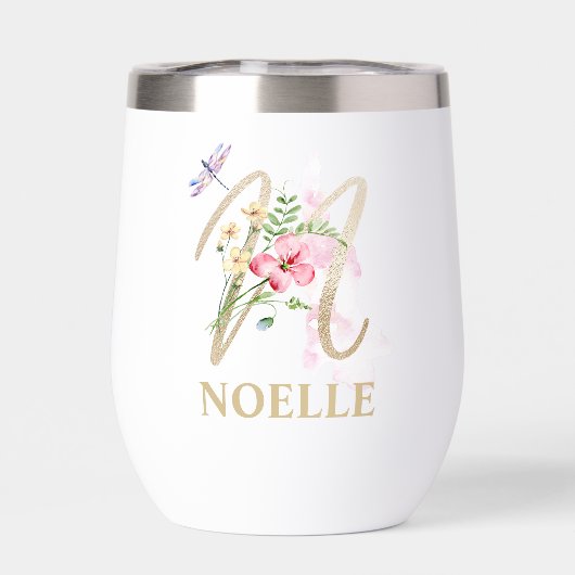 Lettre de script or N Monogramme Nom personnalisé (Arrière)