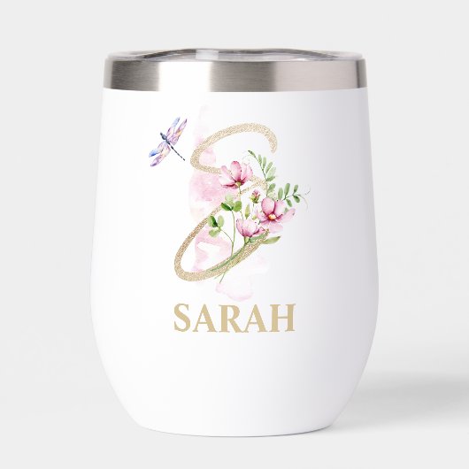 Lettre de script or S Monogramme Nom personnalisé (Arrière)