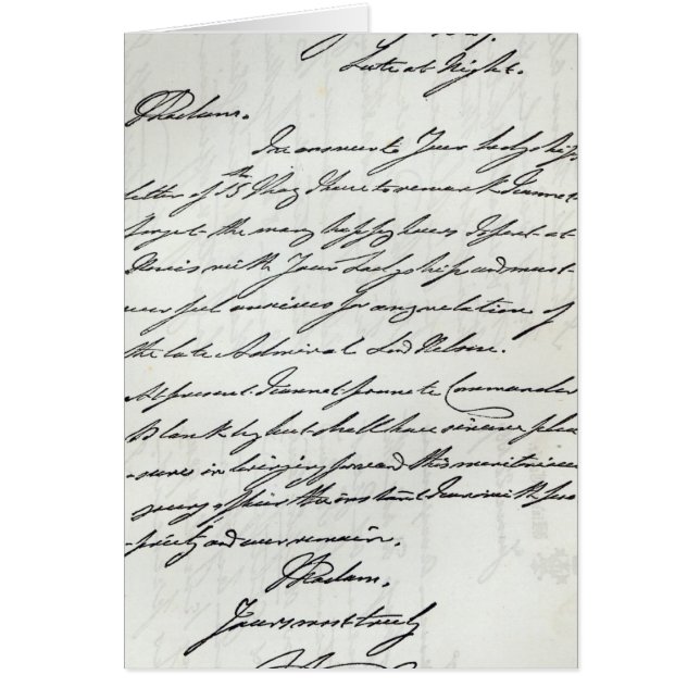 Lettre de William IV à Madame Nelson (Devant)