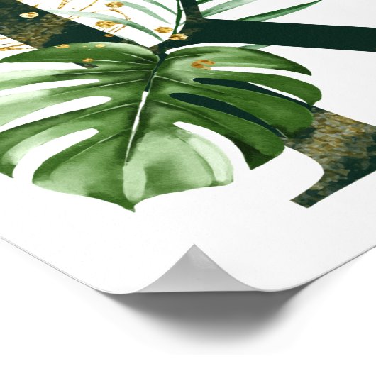 Lettre décorative K avec affiche feuille tropicale (Coin)