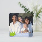 Lettre d'information sur carte de Noël rétro bleu (Debout devant)