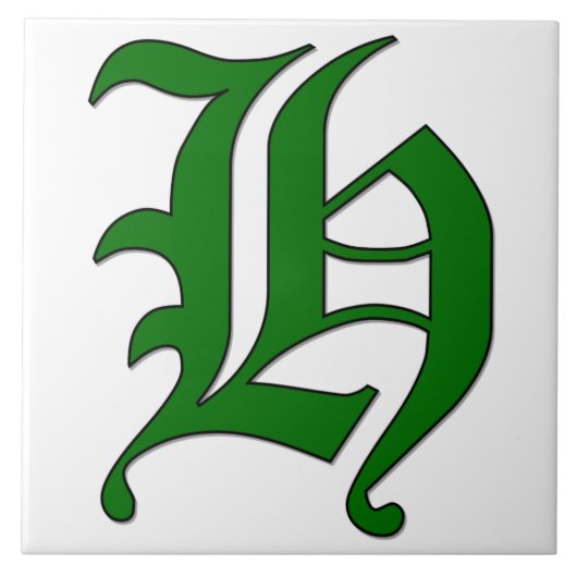 Lettre diplôme H en carreaux Monogramme vert (Devant)
