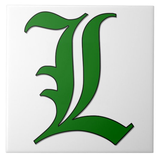 Lettre diplôme L en Carreaux Monogrammes verts (Devant)