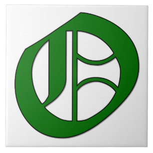 Lettre diplôme O en Carreaux Monogrammes verts