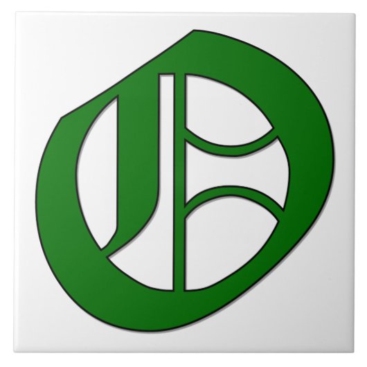 Lettre diplôme O en Carreaux Monogrammes verts (Devant)