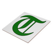 Lettre diplôme T en Carreaux Monogrammes verts (Côté)