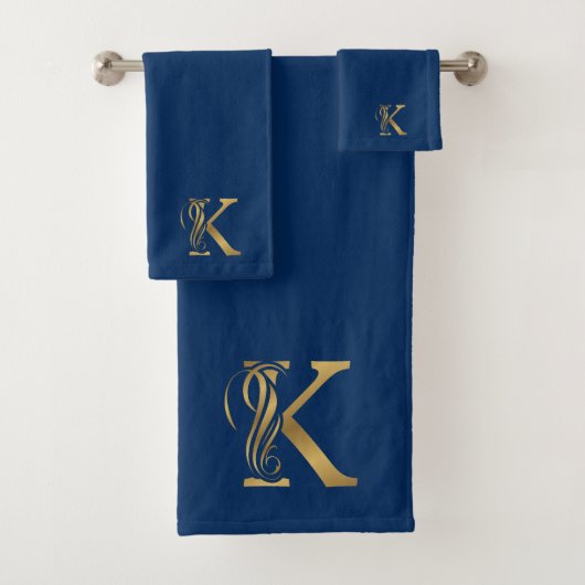 Lettre d'or K monogramme de luxe en bleu (En situation)