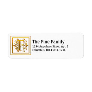 LETTRE D'OR MONOGRAPHIQUE F Élégants Étiquettes de