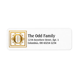 LETTRE D'OR MONOGRAPHIQUE O Étiquette de adresse É