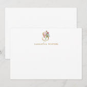 LETTRE D'OR MONOGRAPHIQUE S Pretty Floral Carte No (Devant / Derrière)