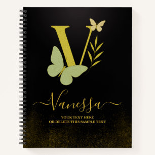 Lettre d'or V Carnet papillon