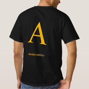 Lettre dorée Un t-shirt Energy Queen – Noir Luxe