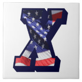 Lettre Drapeau Américaine "X" Grande Carreaux de c (Devant)