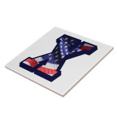Lettre Drapeau Américaine "X" Grande Carreaux de c (Côté)
