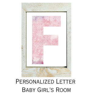 Lettre du nom de la fille F Poster d'aquarelle ros