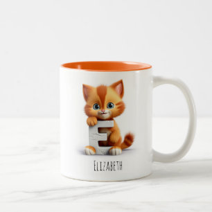 Lettre E Cat Alphabet Monogramme Café Mug