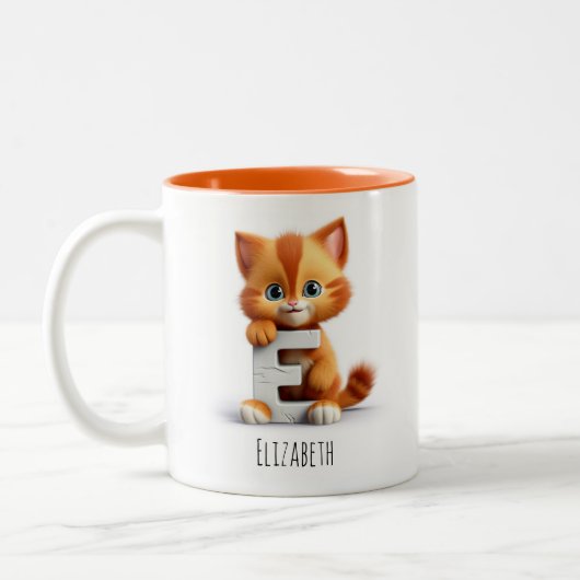 Lettre E Cat Alphabet Monogramme Café Mug (Gauche)