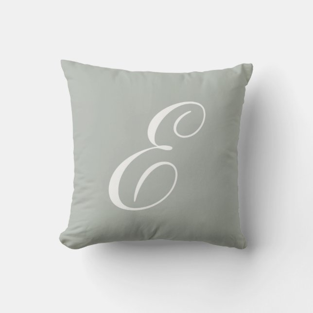 Lettre E Coussin de monogramme gris argenté (Recto)