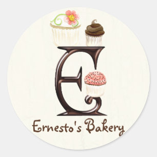 Lettre E Monogram Cupcake Logo Autocollants d'affa