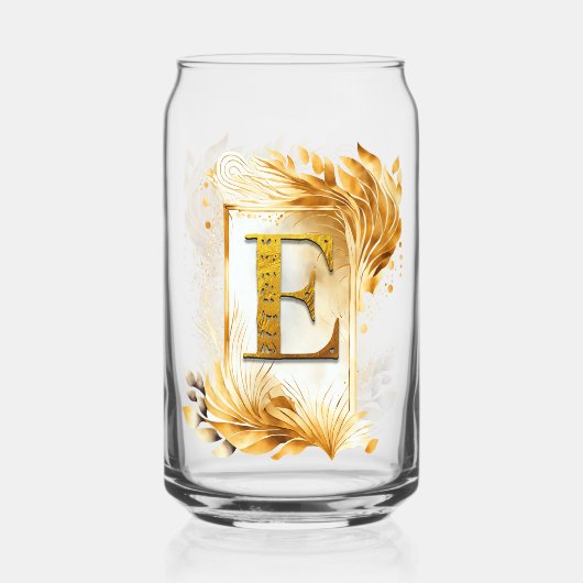 Lettre E Monogramme Encadrée Décorative Dorée (Recto)