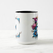 Lettre E Mug de café - Design floral pour le don (Centre)