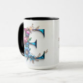 Lettre E Mug de café - Design floral pour le don (Devant gauche)